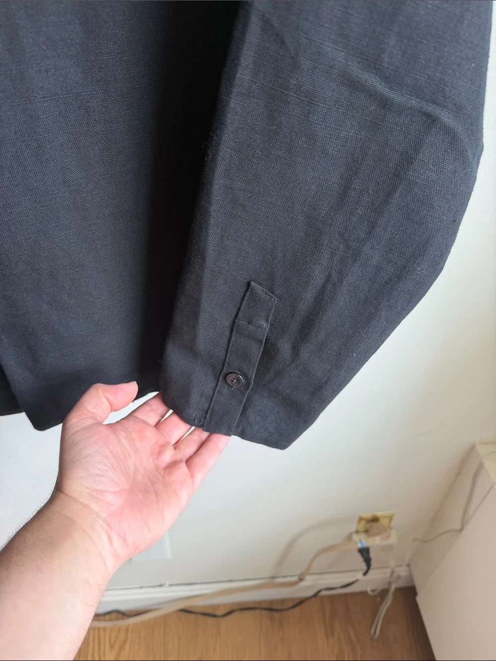 ๐SALE๐ ZARA ๐ SINGLE BUTTON LINEN BLAZER ๐ BLACK ๐ LRG / 42R - Picture 6 of 11